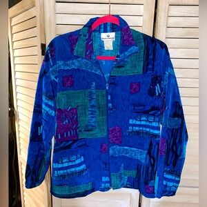 Vintage Erin London Blue Jacket Windbreaker Size Small 1990s Zip Front